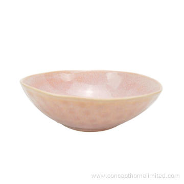 Reactive glazed stoneware dinner set in Light pink